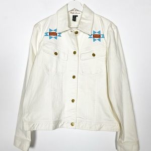Lauren Jeans Ralph Lauren Women's Jacket Size XL White Aztec Beaded Vintage NWT